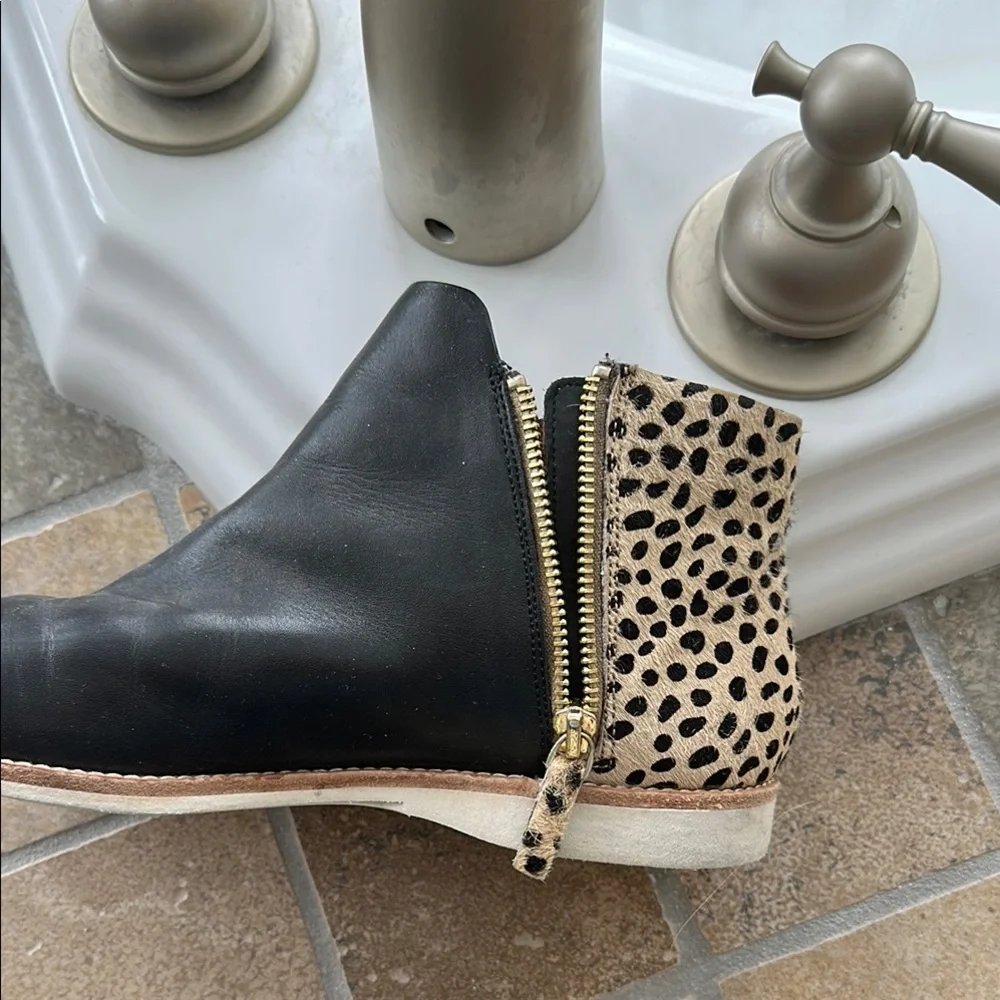 Rollie Black and Animal Print Ankle Boots - Picture 4 of 9